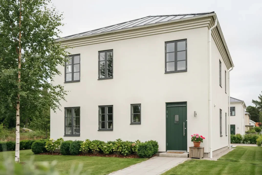 fasadm lning av putsad villa n ra hamnen i r